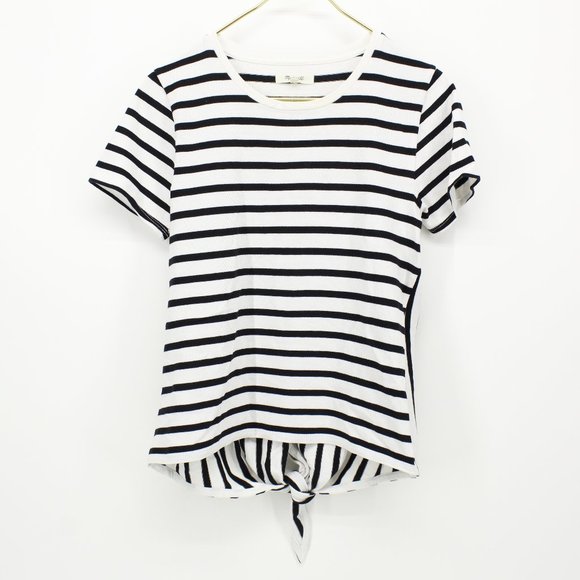 Madewell Tops - NWT Madewell Black & White Stripe Tie Back Shirt